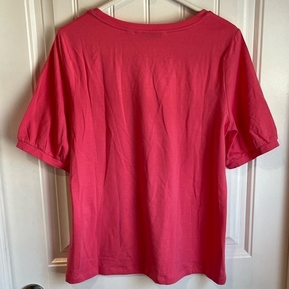 NWOT Isaac Mizrahi Live! Knit Puff Sleeve Top medium Pink - Picture 7 of 11